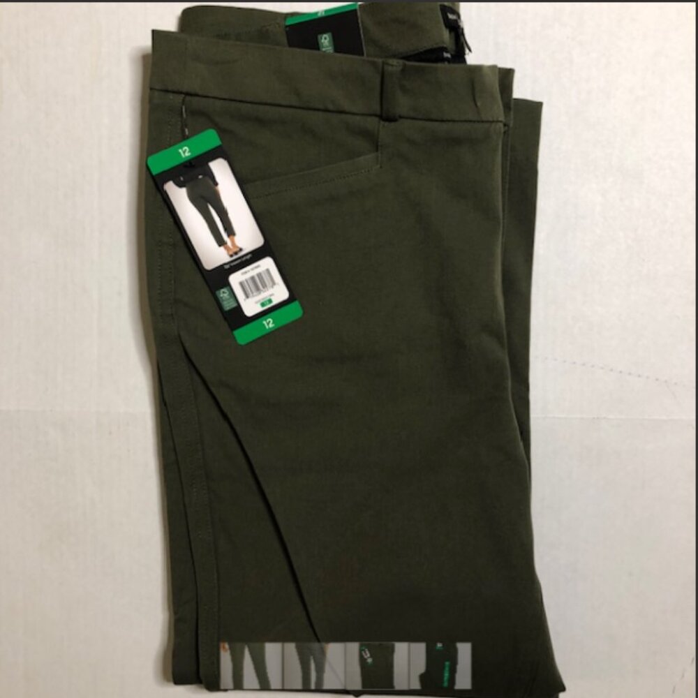 Banana Republic Ladie's Slim-Straight Cropped Pants, Olive Night,  size 12 - Picture 3 of 4